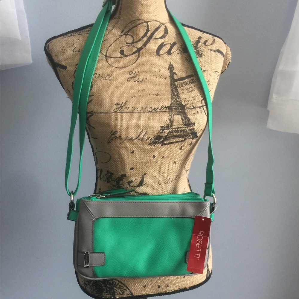 Rosetti NEW fairway green and gray crossbody